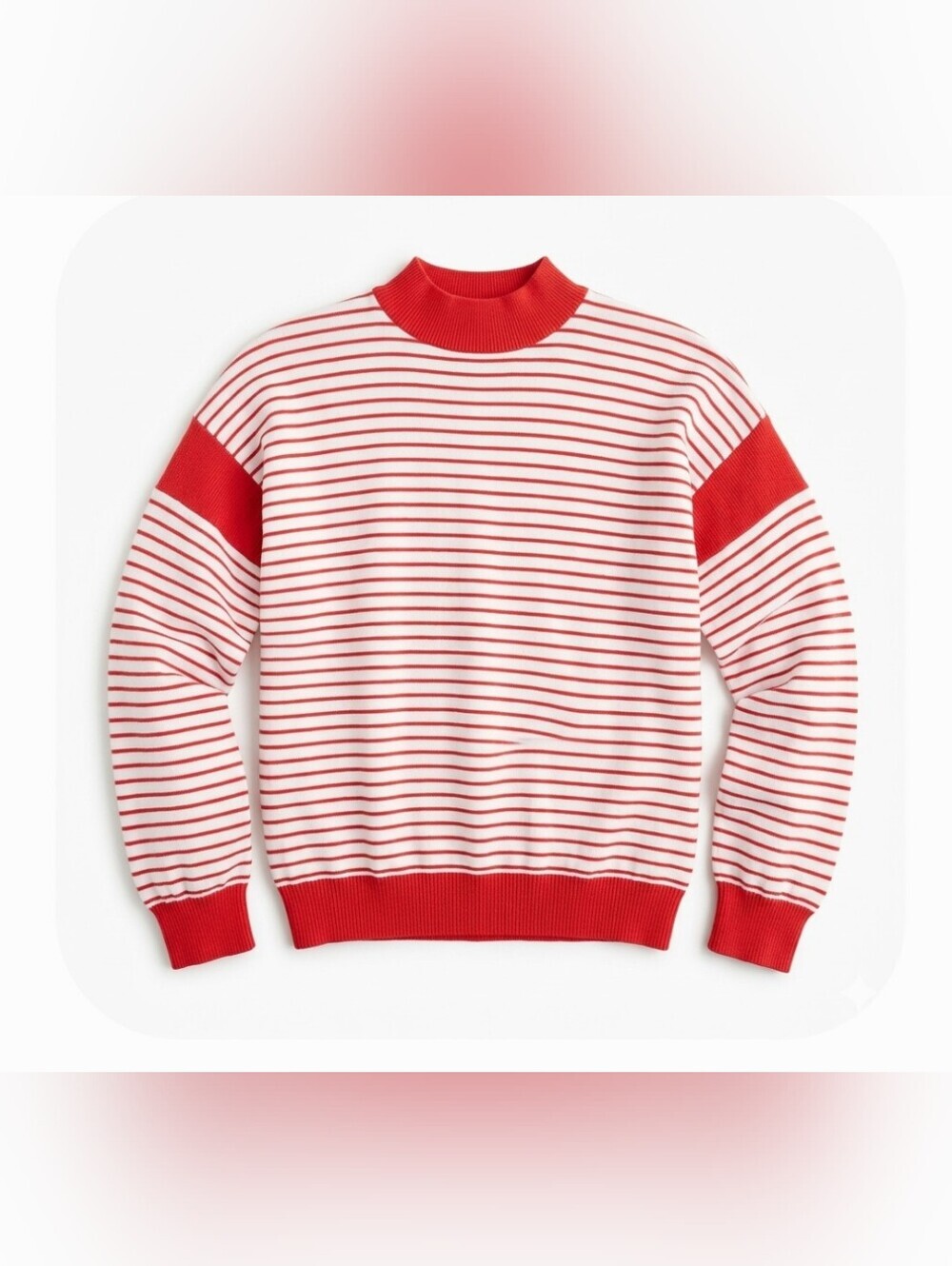 Vintage Nicole Curie Striped Mock Neck Sweatshirt Red White Pullover Top M